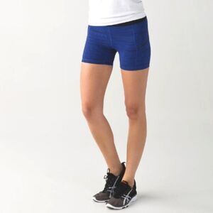 Lululemon What The Sport Kanto Stripe Sapphire Blue Black Athletic Shorts-Size 6
